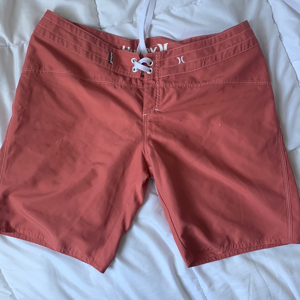 Hurley red tie up swim shorts size 7